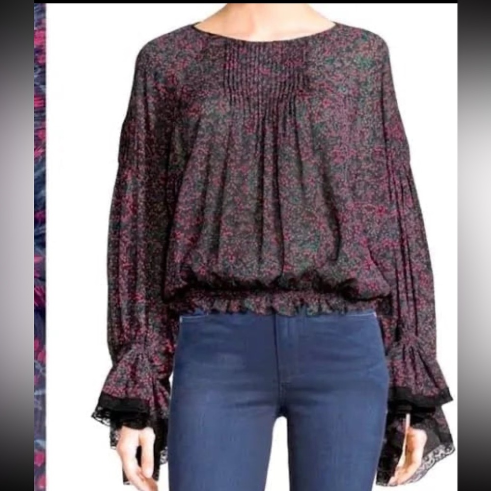 Chloe cherry print silk top